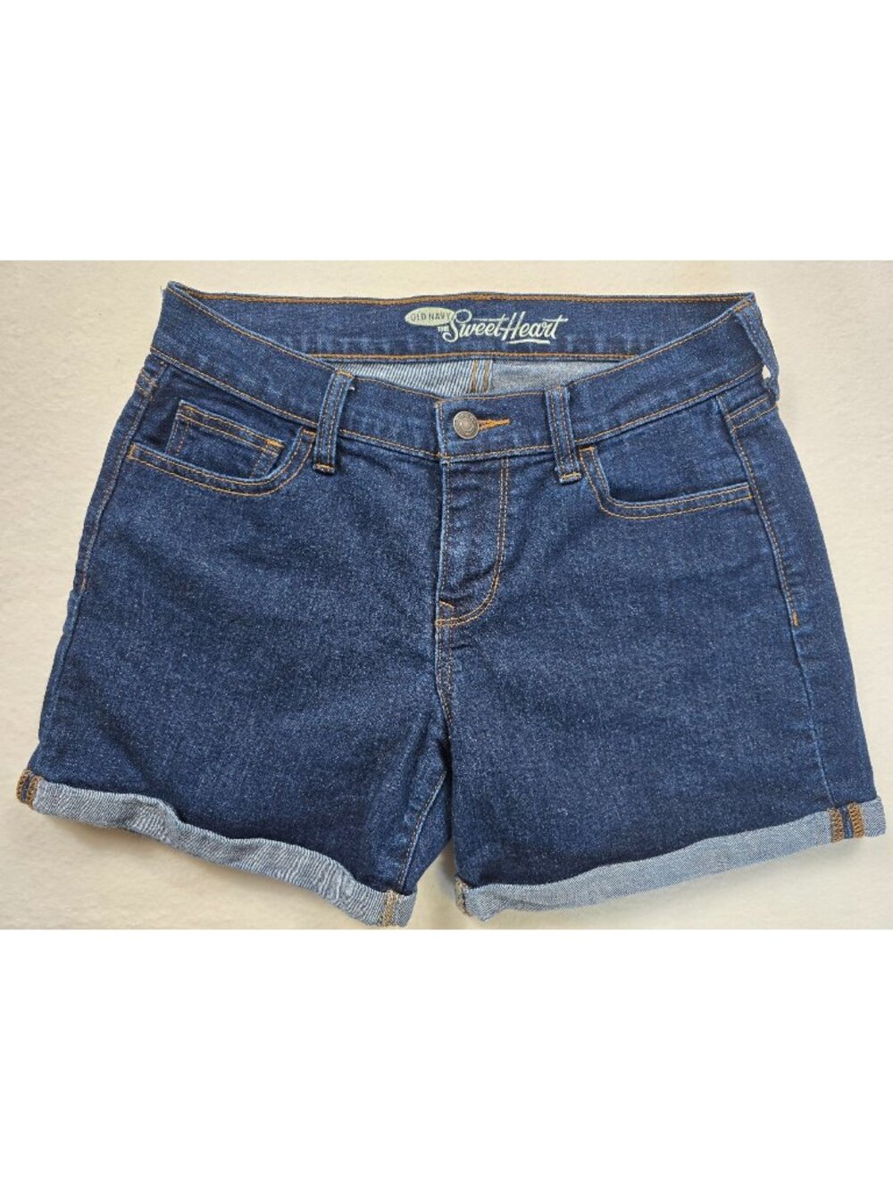 Old Navy Sweetheart Womens 2 Denim Shorts Rolled Hem Dark Wash